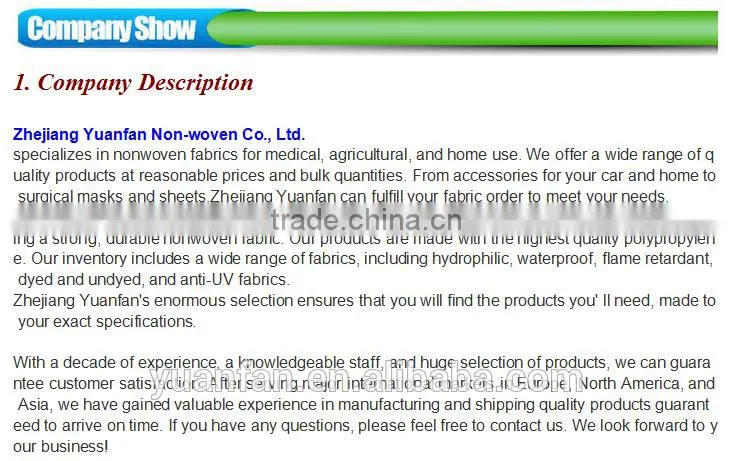 Low price recycled non-woven fabric made in china zhejiang yuanfan nonwoven co.,ltd./ pp nonwoven fabric / pp non woven fabric