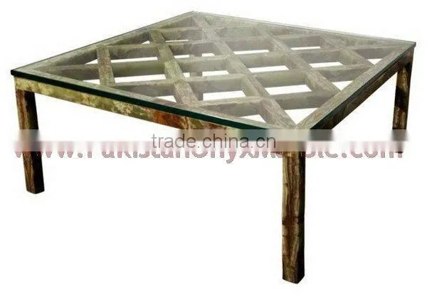 Natural color dark green onyx table