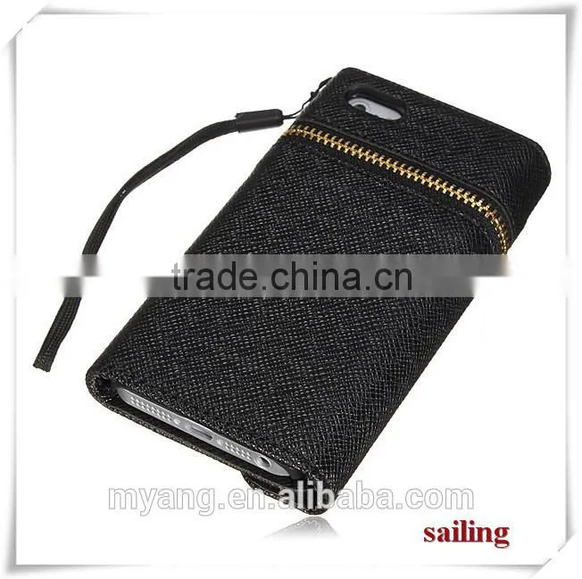 Wholesale Luxury Zippered Leather Wallet Flip Case For Apple iphone 6 With Corsair, eather Wallet Flip Case For iphone 6