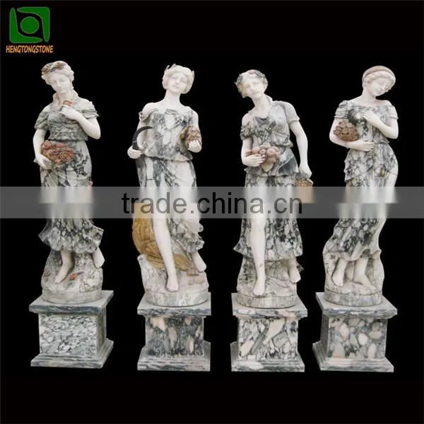 Colorful Marble Garden Four Season Woman Statues