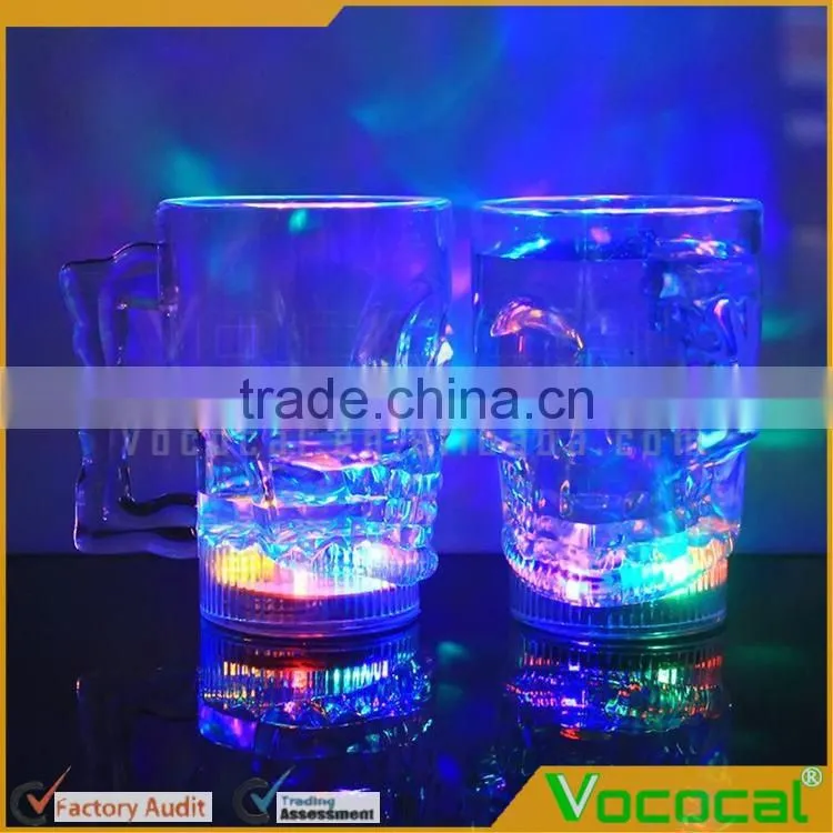 Flash Skulls Beer Stein Light Cup Luminous Wine Drinking Cup Halloween Decoration Bar Accessories