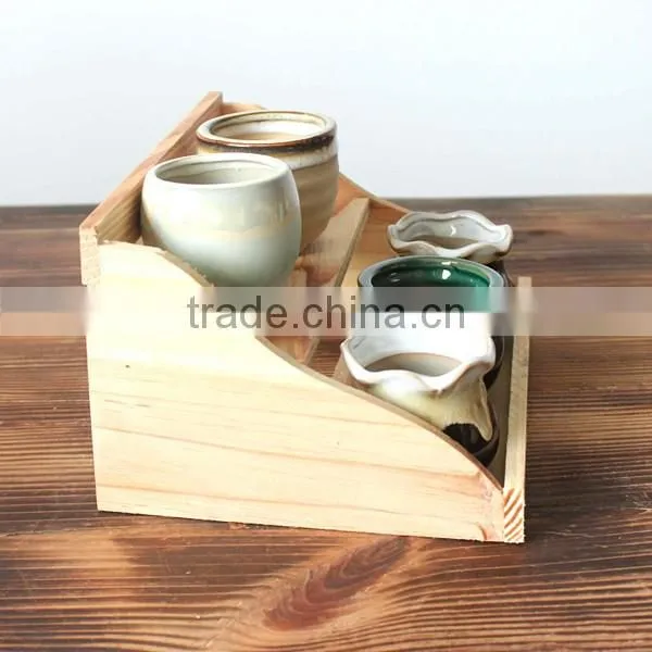 Balcony Multi-Storey Pine Wood Mini Flower Racks, Solid Wood Plant Shelf Convenient To Use