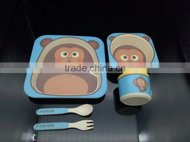 2016 hot selling eco friendly bamboo fibre plant fibre kid's dinnerware set