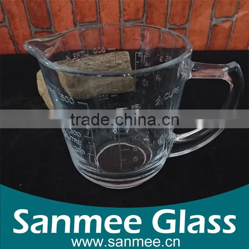 500ml Cheap Price Measuring Glass Water Jug with Side Handle