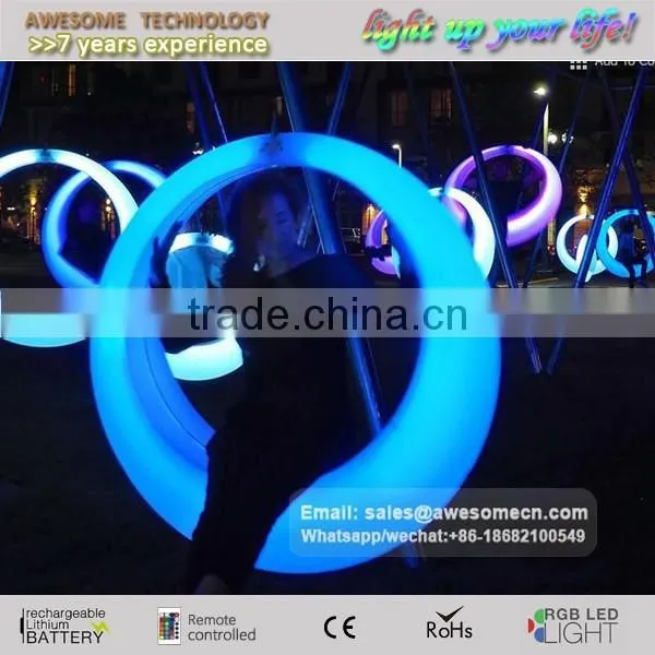 Outdoor events decorative hanging ring shaped led illuminating swing