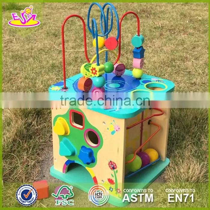 2017 New fashion 5 in 1 baby wooden activity cube toddlers best design wooden activity cube kids wooden activity cube W11B088