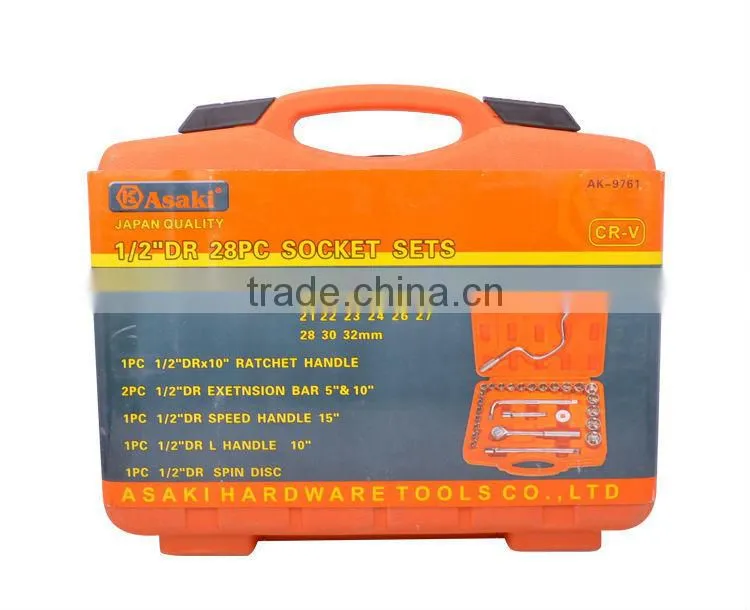 AK-9761 28PCS 1 /2"Hand socket wrench tool set