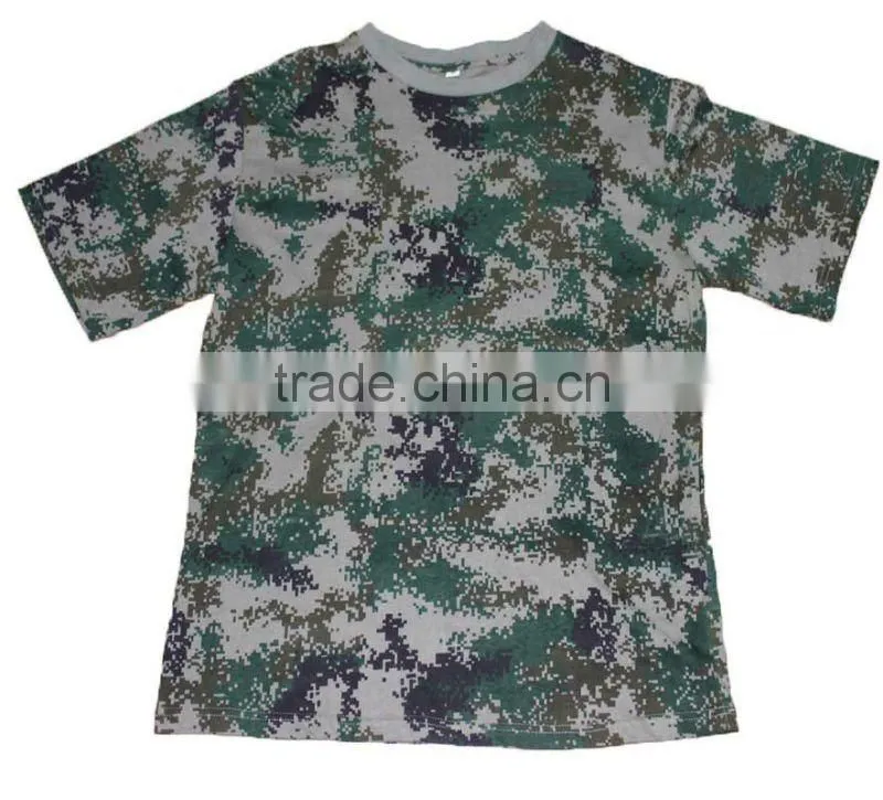 Mens 100%cotton woodland camo military t-shirt; army jungle camouflage training tshirt
