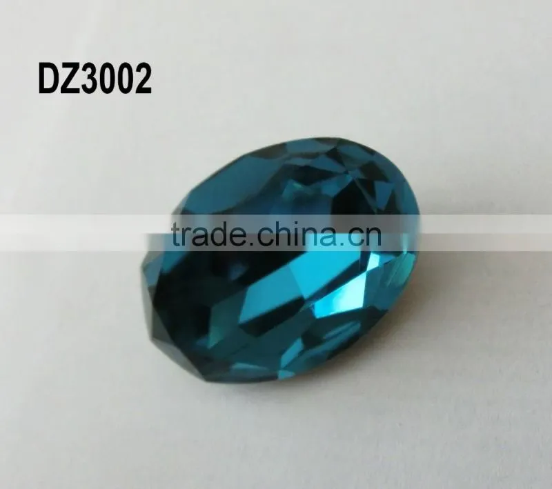 garment small size indigo-blue sew on rhinestone oval synthetic gemstone