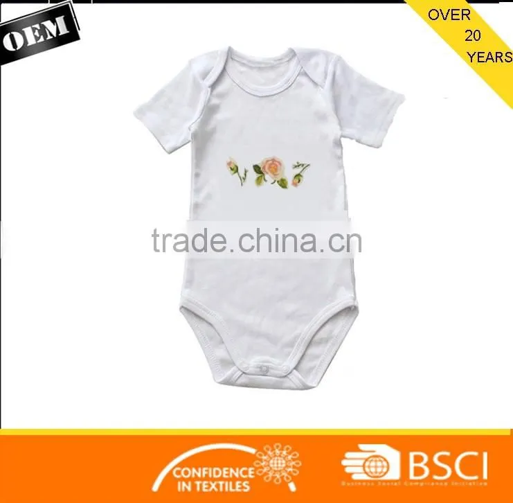 New design White Baby Romper With Custom Logo Pattern Printing with high quality