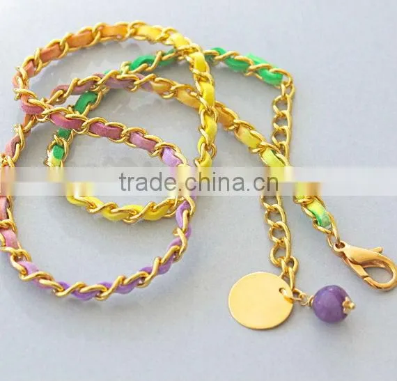 leather wrap bracelet with tubes, double wrap braided leather bracelet, gold and silver tubes leather wrap bracelet