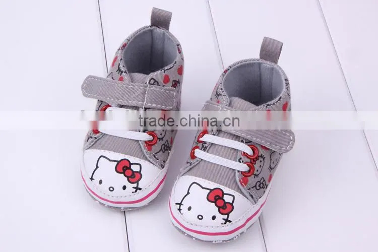 2014 wholesale baby shoes girls gray hello kitty infant shoe girls cavans kitty shoes