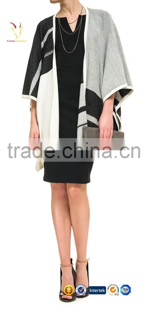 Women Knitted Pattern Fashion Cashmere Poncho Shawl