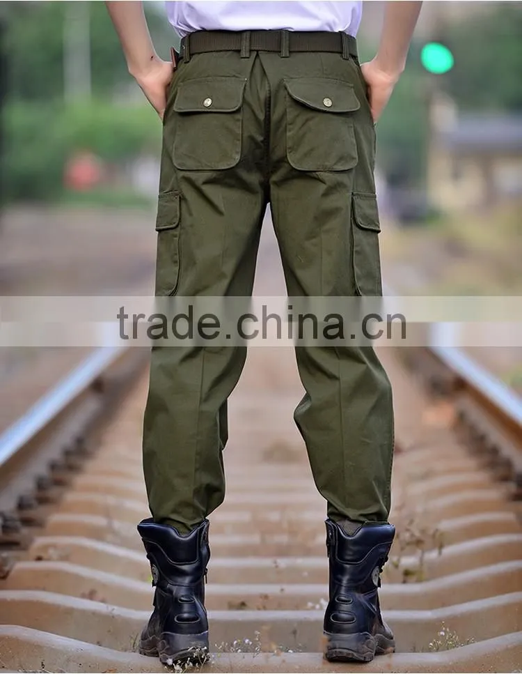 Juqian workwerar stylish casual quality quick drying green multi-pockets work pants mens with knee pad