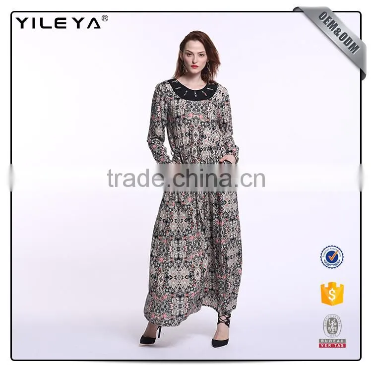 Brazilian style with pattern printing brazil casual dress,wholesale long sleeves maxi dresses