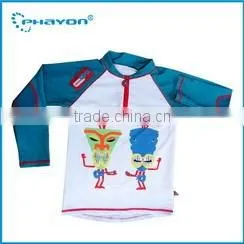 < OEM Service>Kids conservative one-piece rash guard surfing with short sleeves