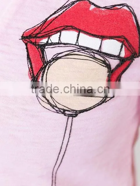 OEM Latest Womens Short Sleeve Custom T Shirt Printing Ladies V Neck Printed T Shirts