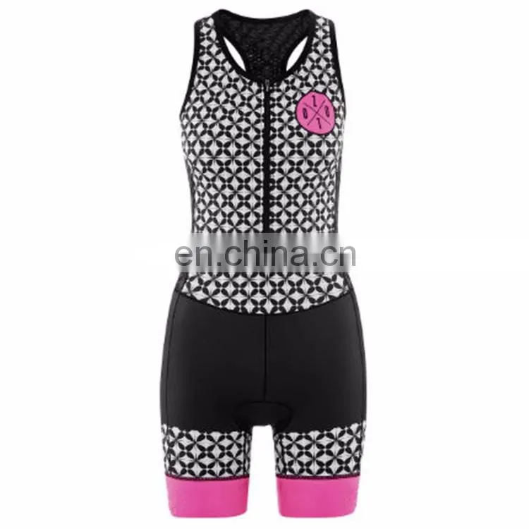 Invisible Zipper printed sleeveless triathlon wear with never fade