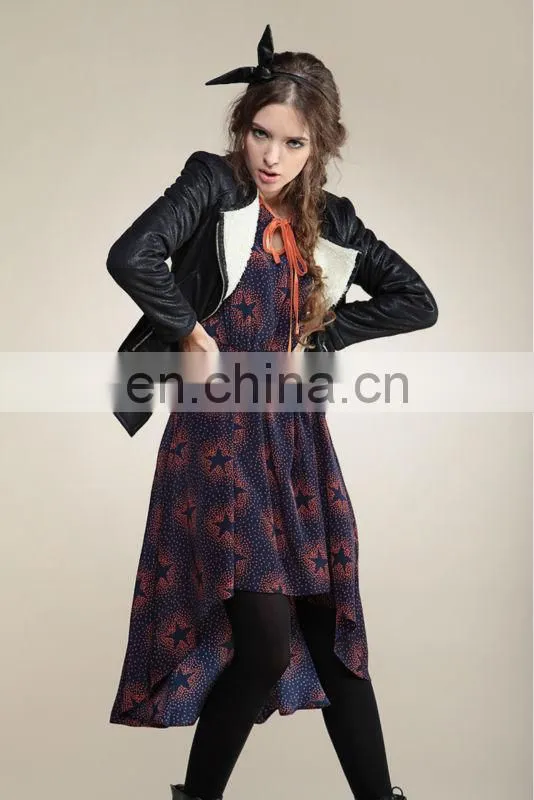winter lamb wool thicken PU leather short length slim fit coats