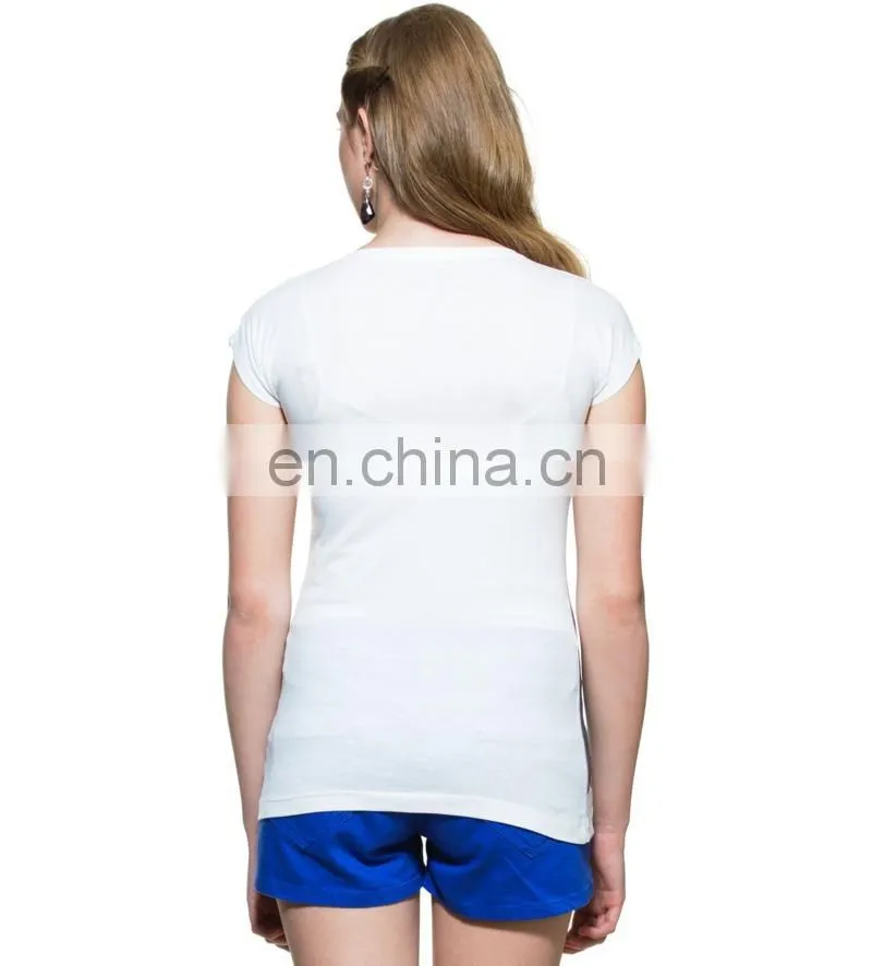 2015 Factory direct price wholesale 100% cotton plain women long sleeve t shirt Dreamy Butterfly Girl Print White T-shirt