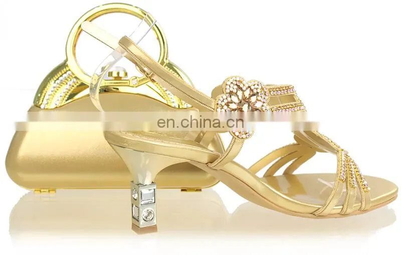 Gold wedge heel bridal shoe