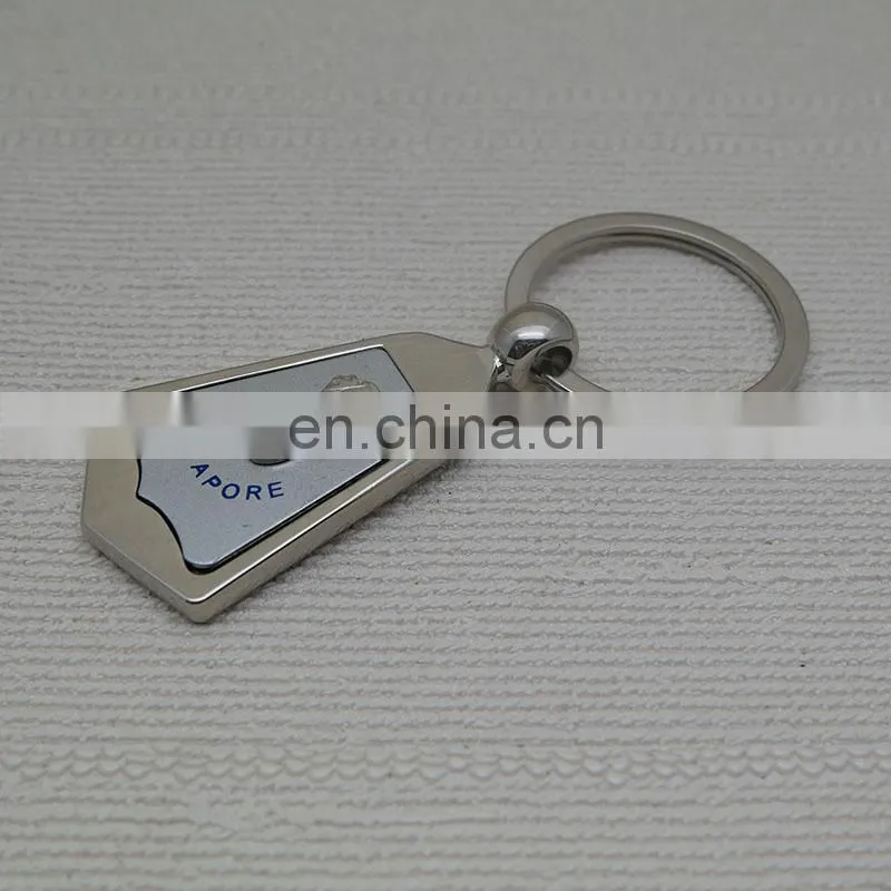 Custom logo Singapore design metal keychain/promotional zinc alloy foil keyring