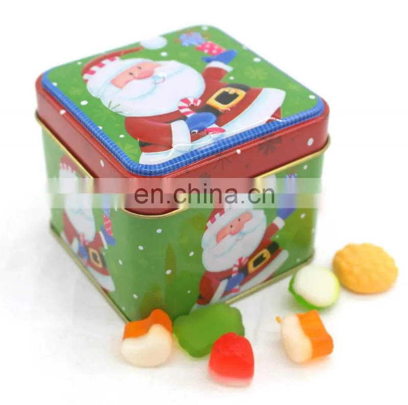 2017 sweet square christmas gift meatl tin can packaging manufacturer