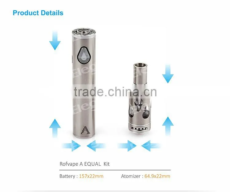 New Arrival!!! Hot sell 2015 new products Rofvape A Equal 1500mah huge vapor silver black aluminum 3.0v starter kit from Elego