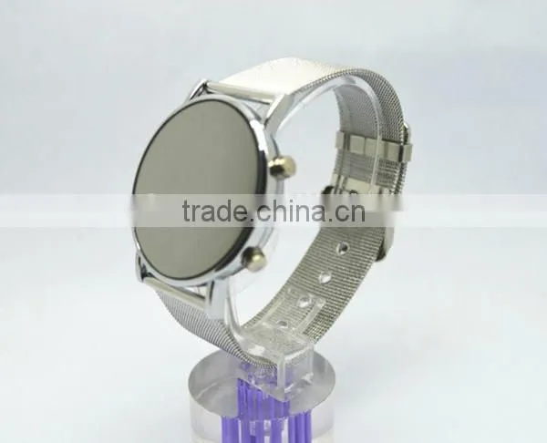 Mirror face led watch for young women with alloy band, roll ball led lights,alloy watch case