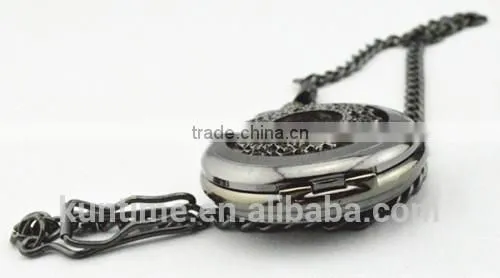 Black quartz pocket watch japan mechanical movt analog digital display