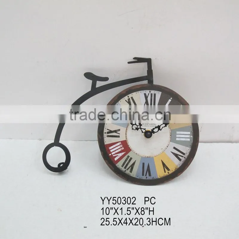 New design vintage bicycle metal table clock, wholesale cheap clock
