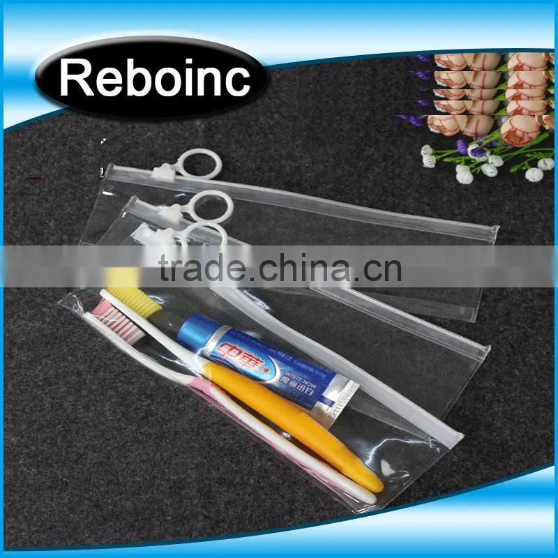Slider ziplock frosted pvc bag for toliety packing frost pvc bag for tooth brush