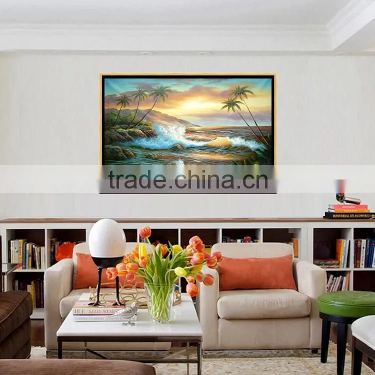hot selling modern hand painted wall art decoration seascape oil painting