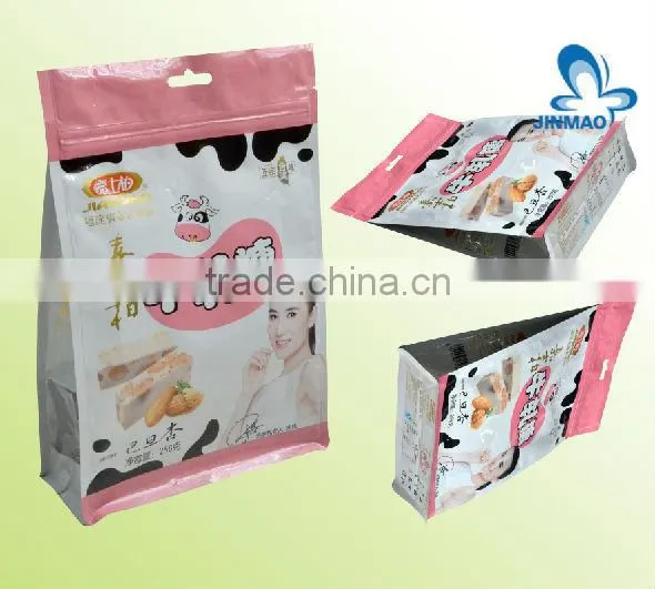 Flat bottom side gusset zip lock bag