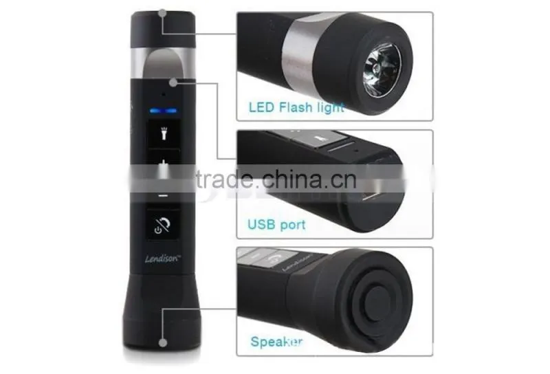 Round Portable Bluetooth LED Flashlight Riding Bike Speaker With Torch Holder