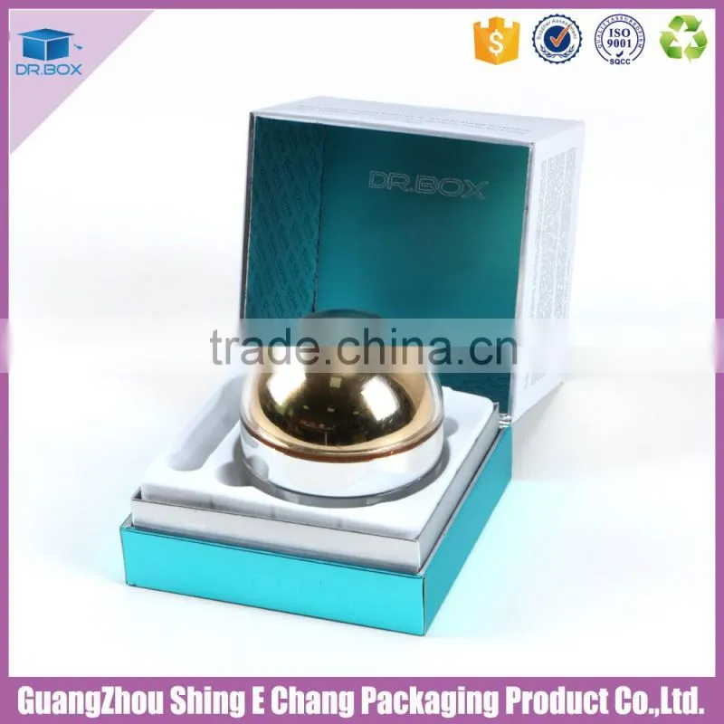 Inside the plastic holder silver cardboard recycled cosmetic boxes
