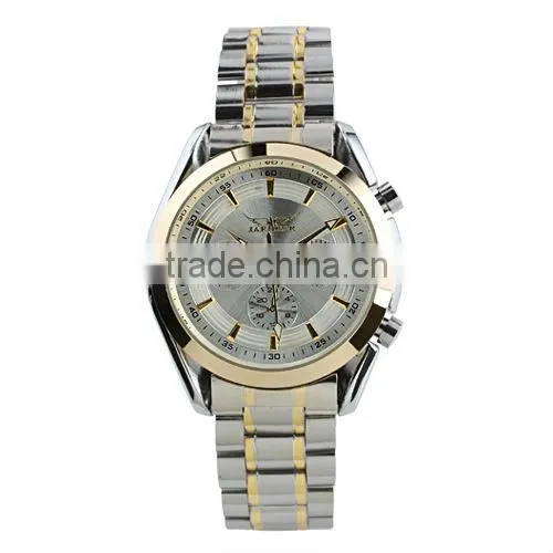 New Men Silver Dial Gold Case Stainless Steel Mechanical Watch WM199