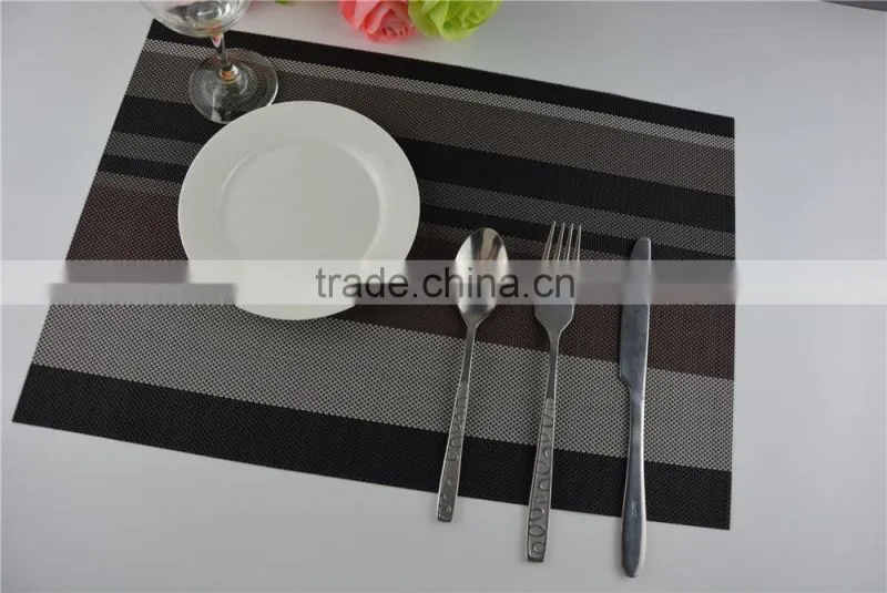High quality dark color black with brown PVC strip placemat table mat home decoration