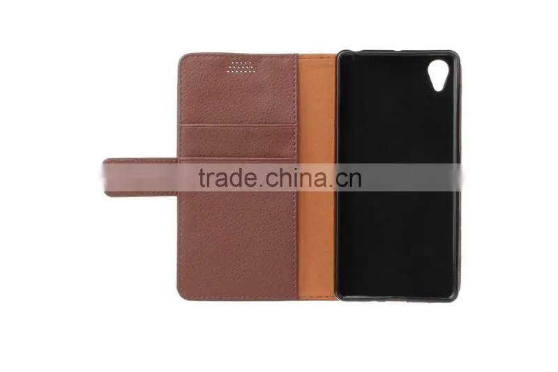MMT Luxury litchi grain photo frame pu leather case for SONY X with card slot wallet holder leather protective case for SONY X
