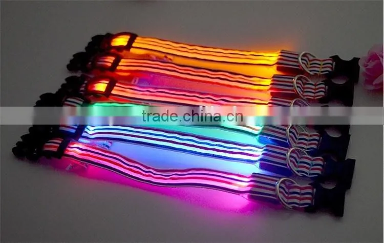 Sailor Stripe LED Luminous Pet Dog Collar 3 size for Large and Small Dogs Puppy LED Flashing Collar Safety Night