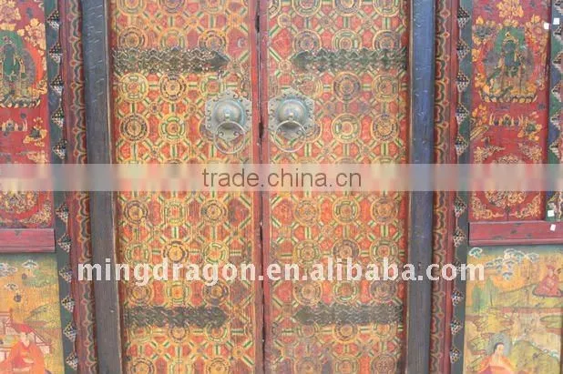 Chinese Antique Old Beautiful Tibetan Door Sakia Temple