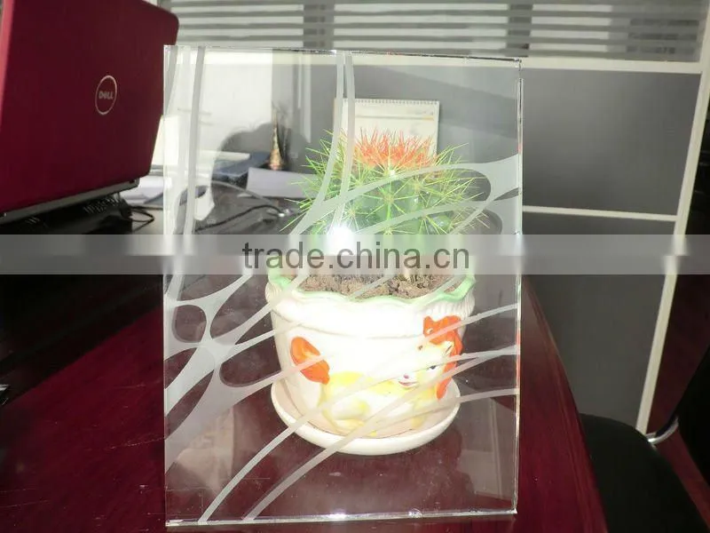 clear acid etched glass for decorative partition