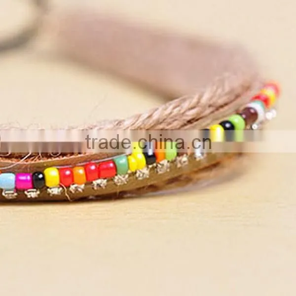 2014 wholesle Bohemia hemp rope diamond hair with hair color magnetic beads headband