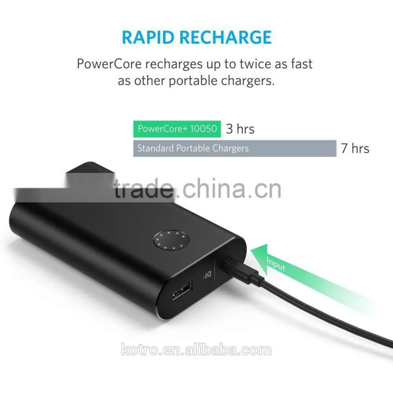 Anker PowerCore+ Fast charging Portable Charger with Aluminum Shell and Qualcomm Certified Quick Charge 2.0 Technology