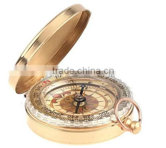 Classic pocket watch style bronzing antique camping compass with night light