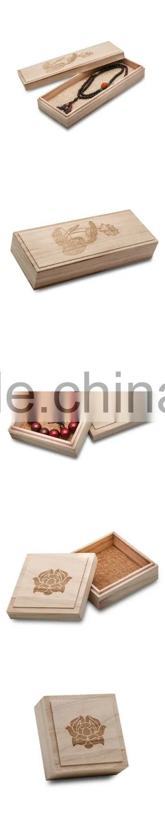 Square Wood Pine Box, Solid Pine Wood Jewelry Box