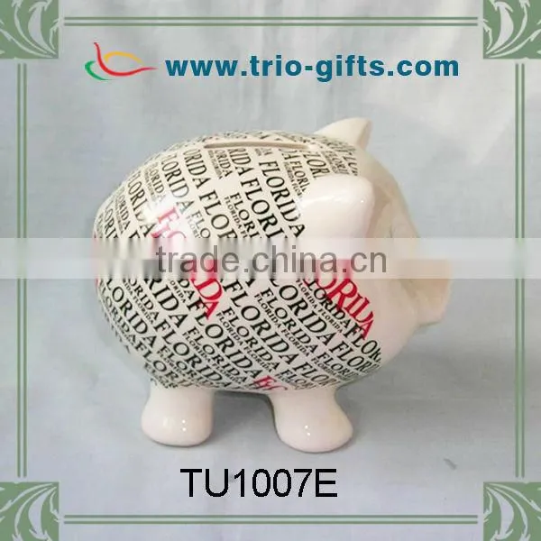 Cearamic handmade crafts porcelain piggy bank with turtle