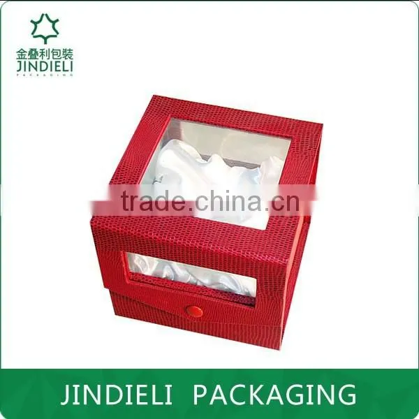 lovely red gift box packaging with pvc window