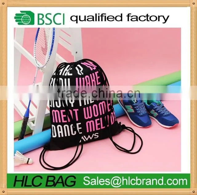 Calico polyester customiezed sport/GYM/daily drawstring backpack bag