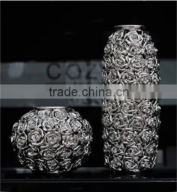 2pics set ceramic electroplated decor flower vase porcelain pottery craft